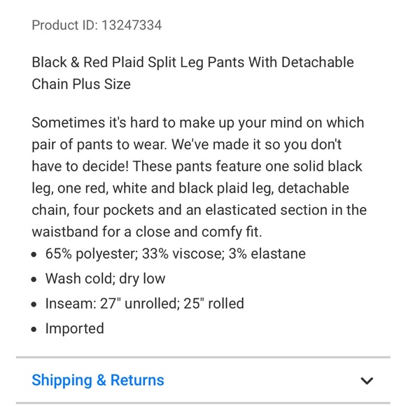 Hot topic size 4X pants with chain - Picture 4 of 5